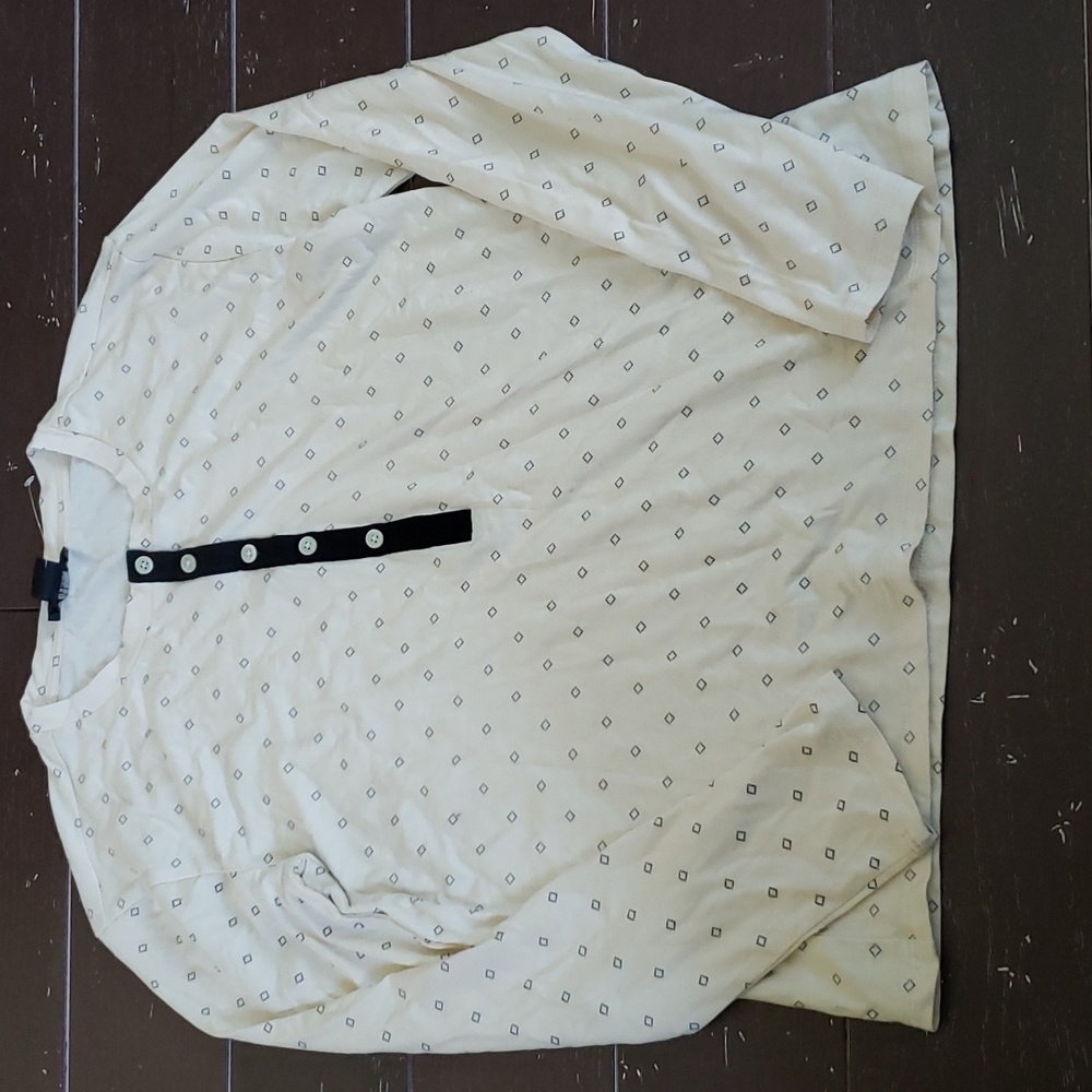 J. Crew PJ Henley top. Ivory & black. NWOT. Size Small. - Picture 1 of 6